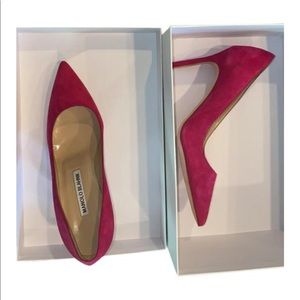 MANOLO BLAHNIK pink pointed stiletto pumps